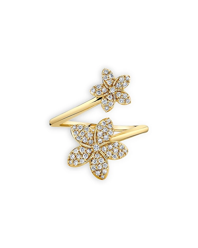 Sydney Evan 14K Yellow Gold Diamond Plumeria Wrap Ring