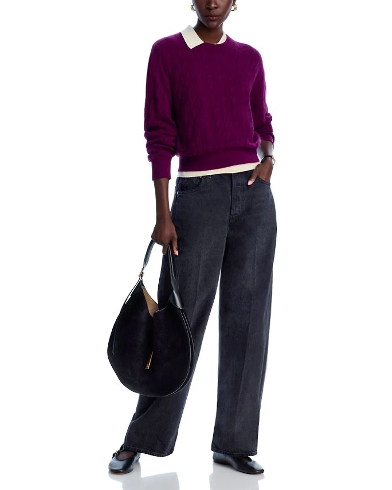 Cashmere Cable Collegiate Crewneck Sweater