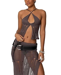 Edikted Jaynie Distressed Knit Top