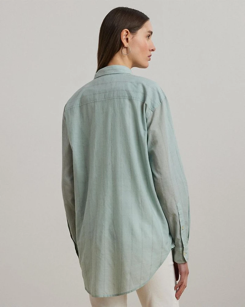 Oversize Striped Cotton Voile Shirt