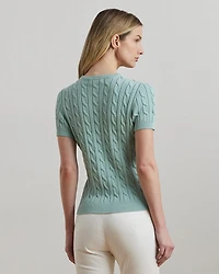 Cable Knit Cotton Short Sleeve Sweater