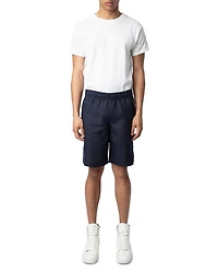 Regular Fit Pull On Linen Shorts