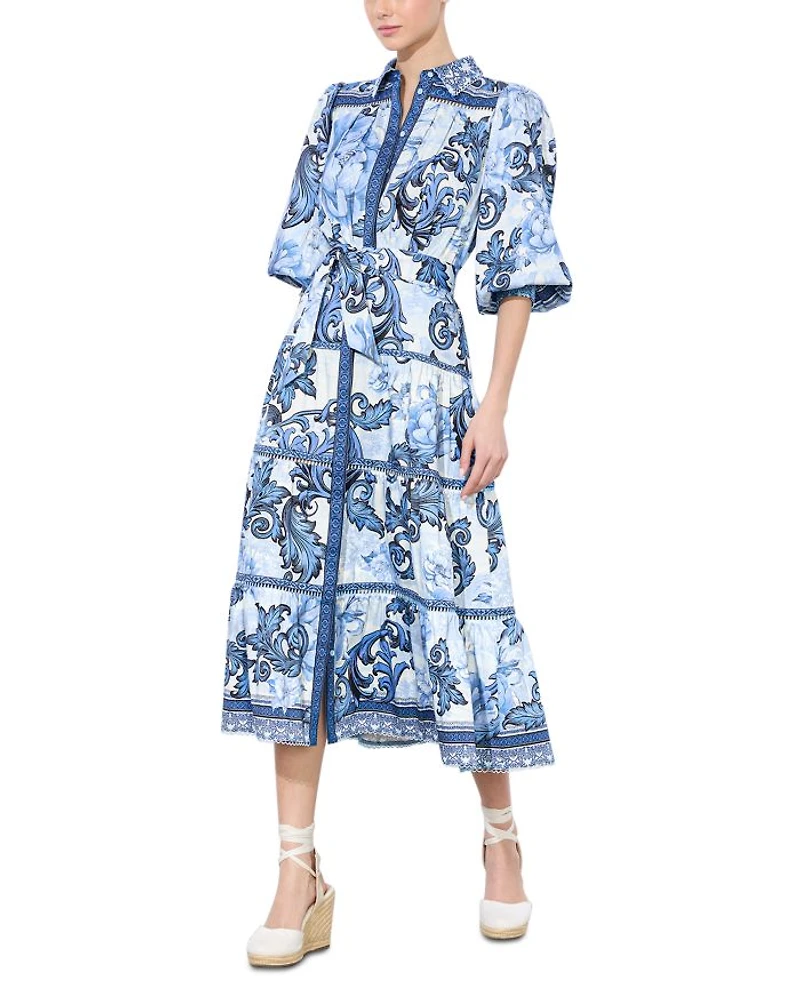 Geneva Printed Tiered Blouson Sleeve Dress