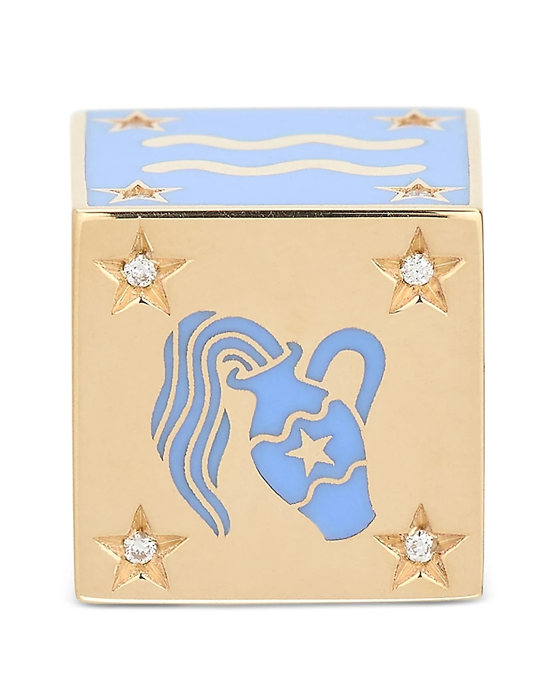 Adina Reyter 9K Aquarius Zodiac Diamond & Ceramic Block Big Bead