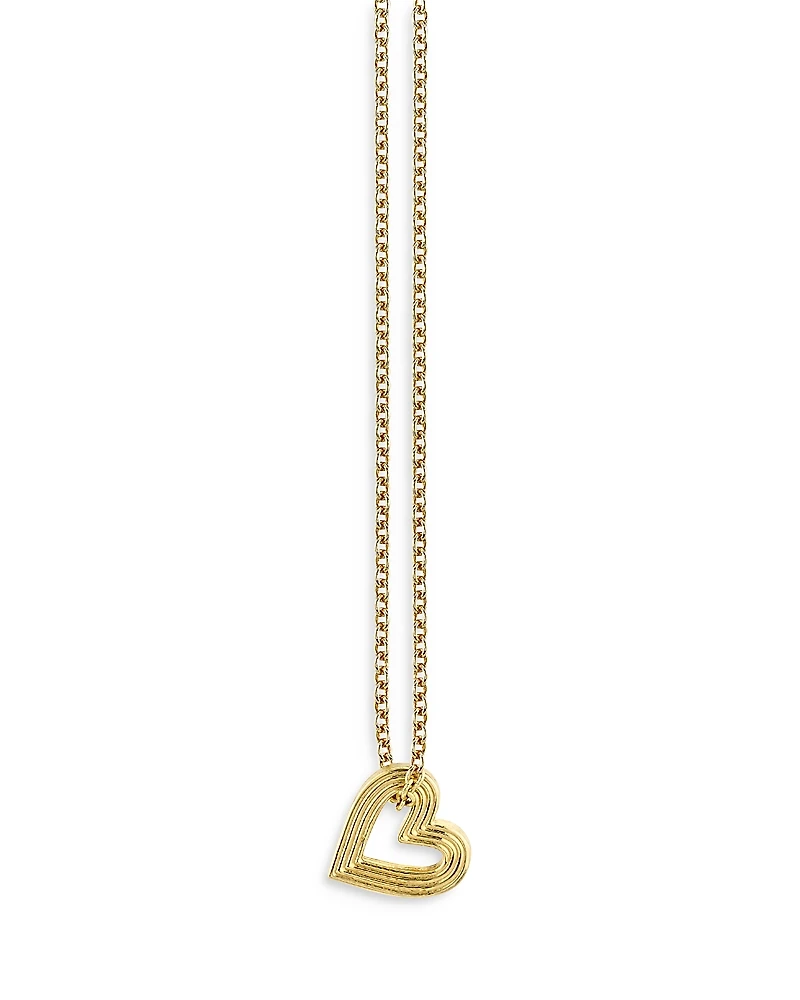 Sydney Evan 14K Yellow Gold Fluted Heart Pendant Necklace, 18
