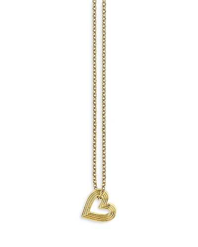 Sydney Evan 14K Yellow Gold Fluted Heart Pendant Necklace, 18