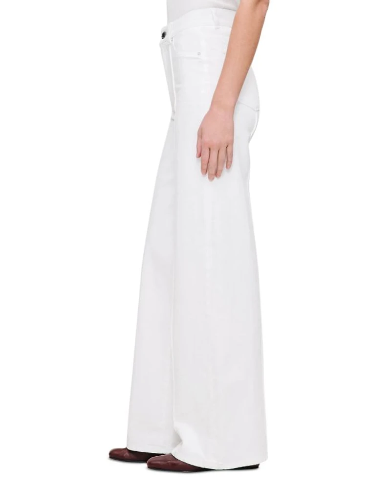 Hepburn High Rise Wide Leg Jeans White Pintuck