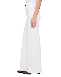 Hepburn High Rise Wide Leg Jeans White Pintuck