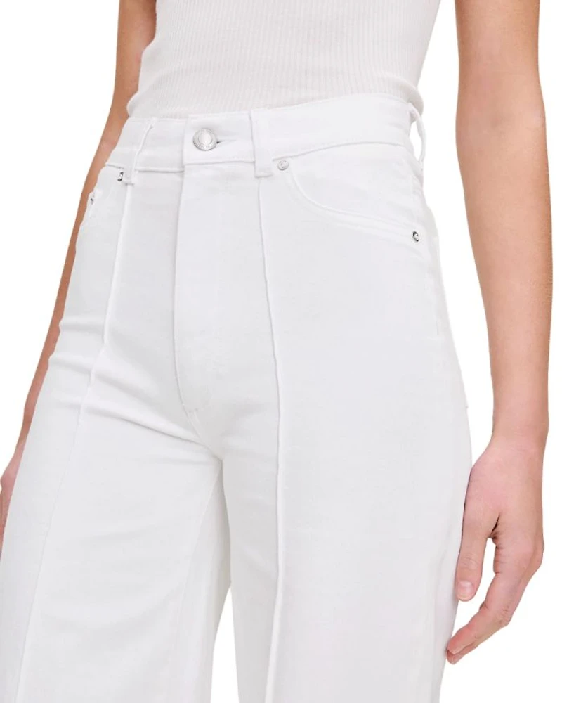 Hepburn High Rise Wide Leg Jeans White Pintuck