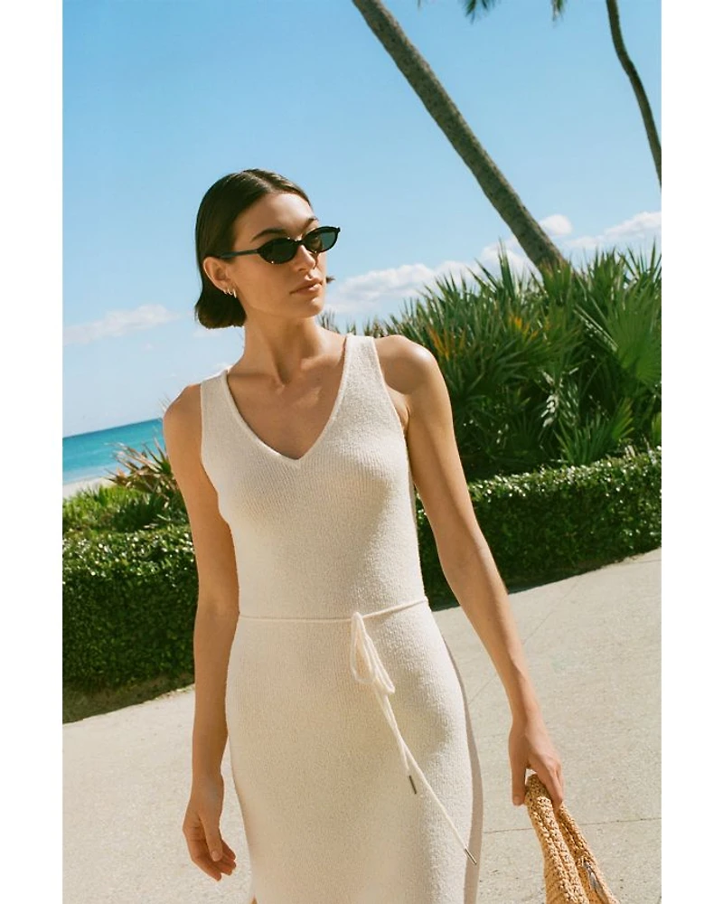 Terry Spun V Neck Midi Dress