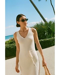 Terry Spun V Neck Midi Dress