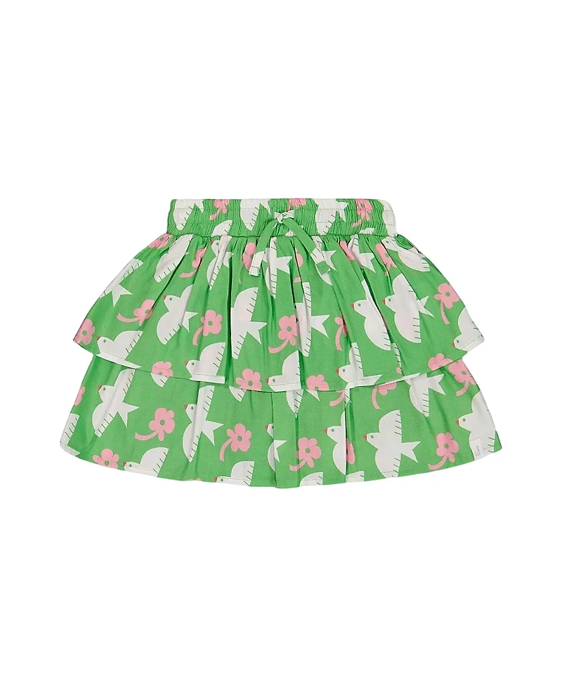 Deux par Girls' Tiered Elastic Waist Bird Skirt - Little Kid