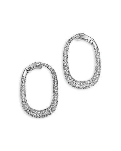 Bloomingdale's Fine Collection Diamond Pave Oval Hoop Earrings