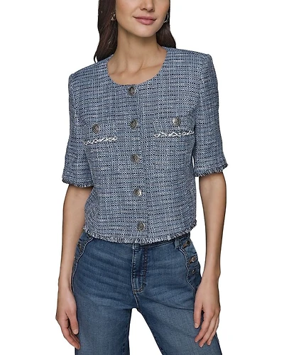Short Sleeve Tweed Jacket