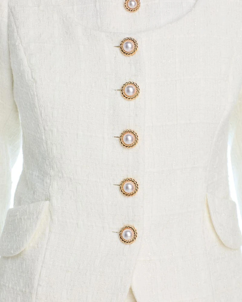Scoop Neck Tweed Jacket