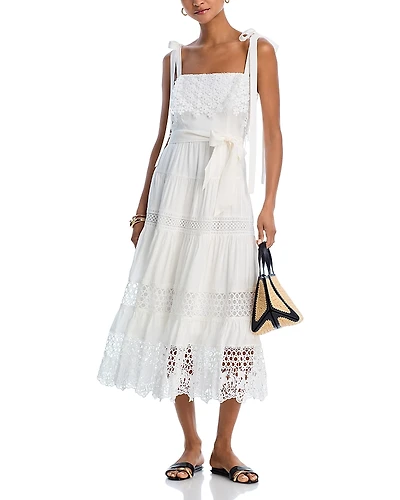 Aqua Lace Overlay Midi Dress - Exclusive