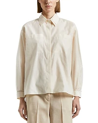 Concealed Button Long Sleeve Blouse