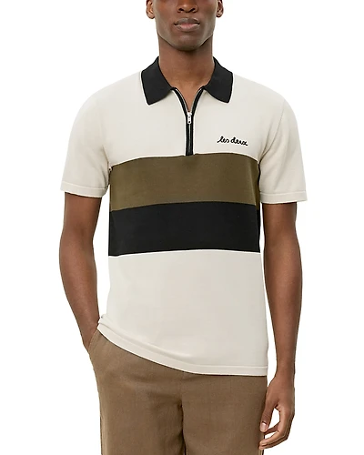 Les Deux Raul Knit Colorblocked Zip Polo