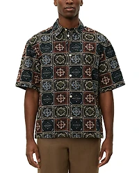 Les Deux Larry Tile Print Cotton Shirt