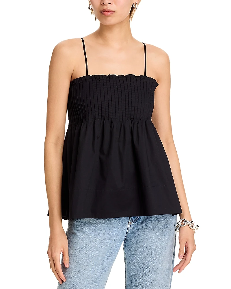 Wayf Asalia Poplin Pleated Top