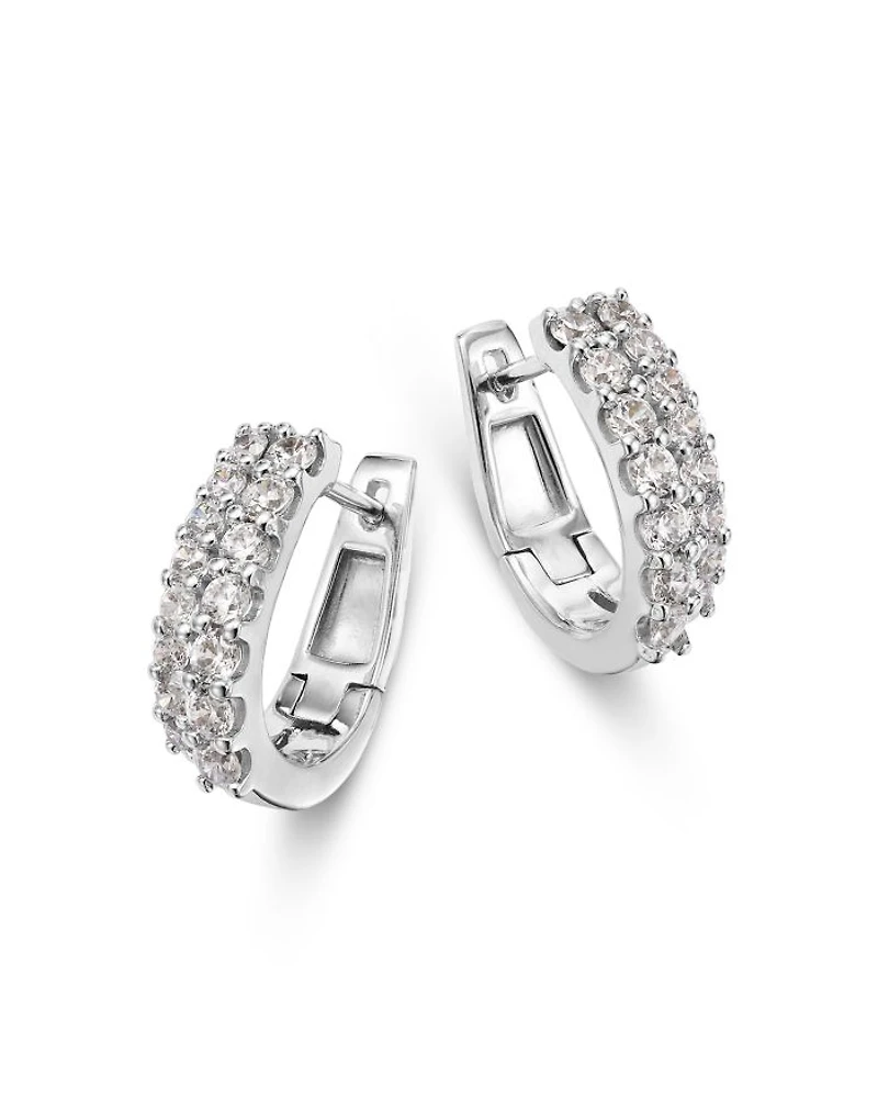 Diamond Double Huggie Hoop Earrings in 14K Gold