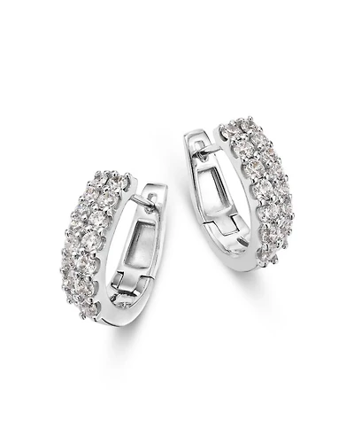 Diamond Double Huggie Hoop Earrings in 14K Gold