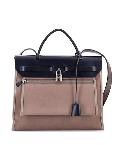 Pre-Owned HERMES Pre-Owned Hermes 31 Herbag Zip Leather and Toile