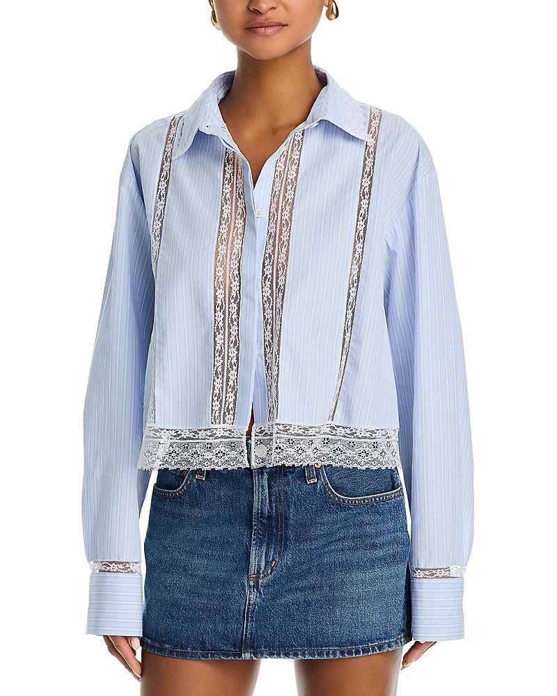 LoveShackFancy Delano Lace Trim Shirt