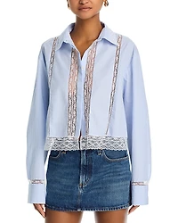 LoveShackFancy Delano Lace Trim Shirt