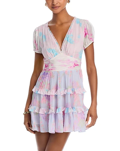 LoveShackFancy Spirea Printed Ruffle Tiered Dress