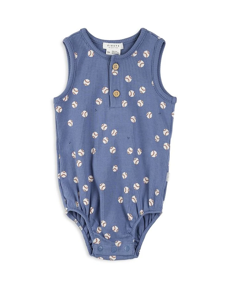 Boys' Printed Ribbed Romper - Baby