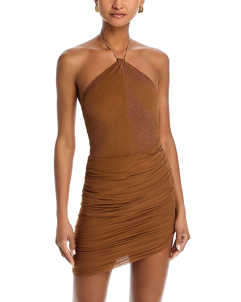 Ronny Kobo Delphine Halter Asymmetric Dress