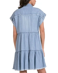 Frayed Trim Shirt Dress