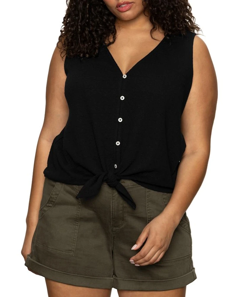 Vacation Tie Shell Palm Top