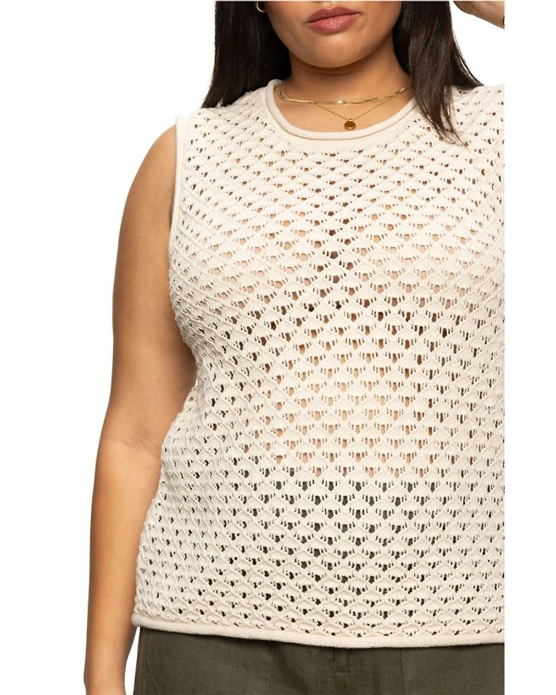 Open Stitch Shell Palm Sweater