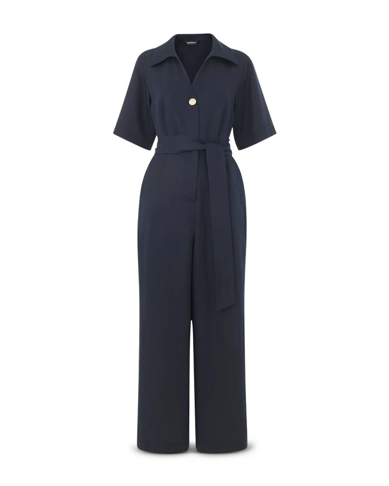 Button Front Wrap Jumpsuit