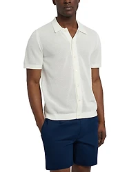 Onia Crochet Button Front Short Sleeve Sweater