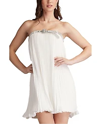 Tadashi Shoji Jemny Pleated Chiffon Trapeze Mini Dress