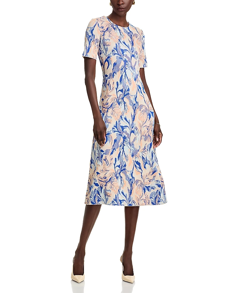 Misook Printed Knit A Line Dress