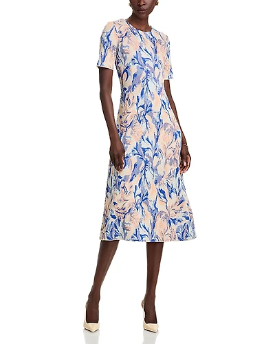 Misook Printed Knit A Line Dress