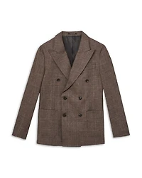 Ramsay Double Breasted Peak Check Linen Blazer