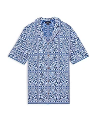 River Short Sleeve Cuban Moroccan Tile Print Shirt