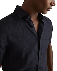 Holiday Short Sleeve Linen Shirt