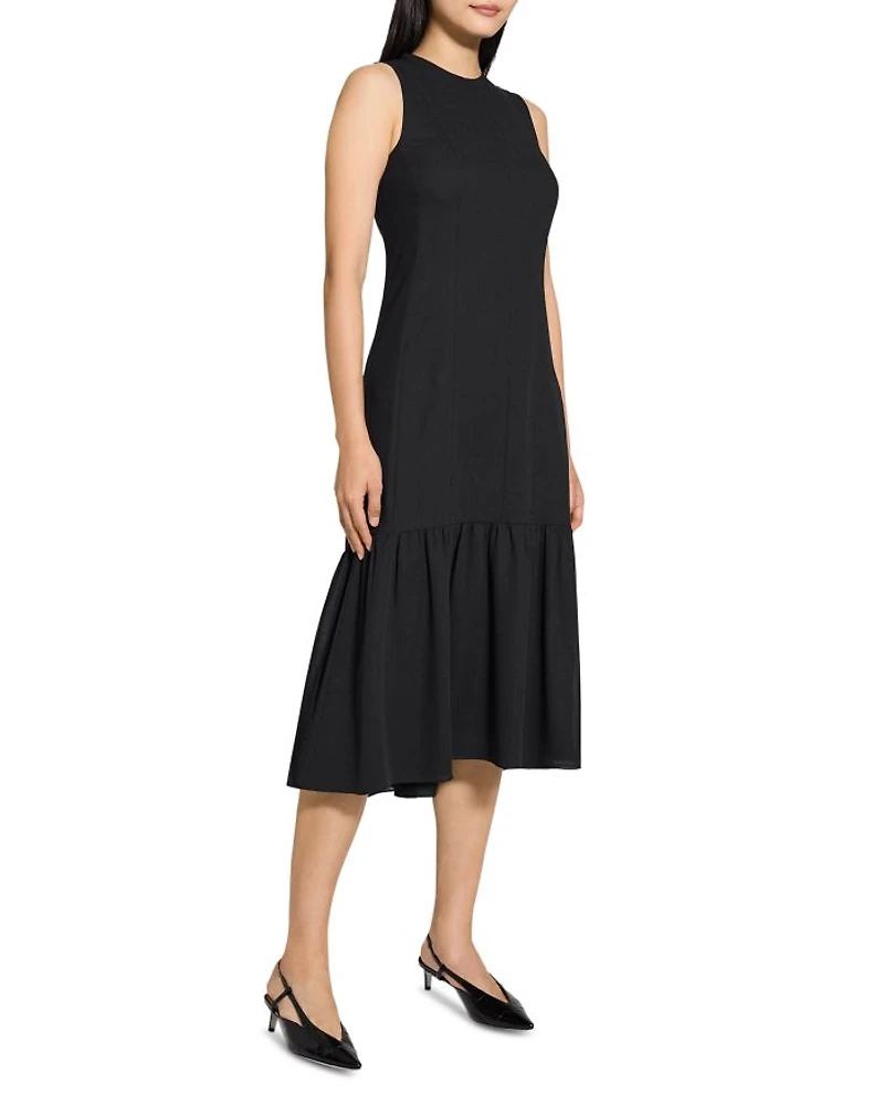 Tie Neck Tiered Midi Dress