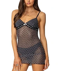 Edikted Polka Sheer Mesh Mini Dress