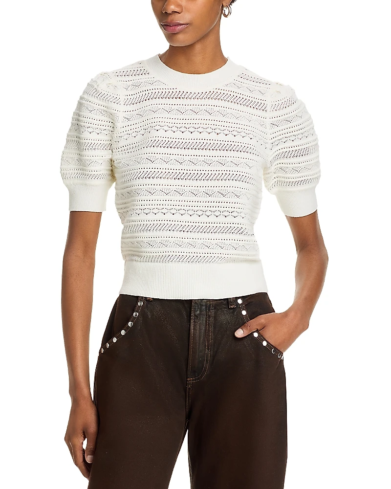 Aqua Crochet Pointelle Sweater - Exclusive