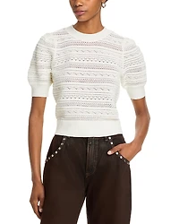 Aqua Crochet Pointelle Sweater - Exclusive