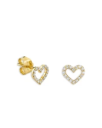 Sydney Evan 14K Yellow Gold Diamond Small Open Heart Earrings