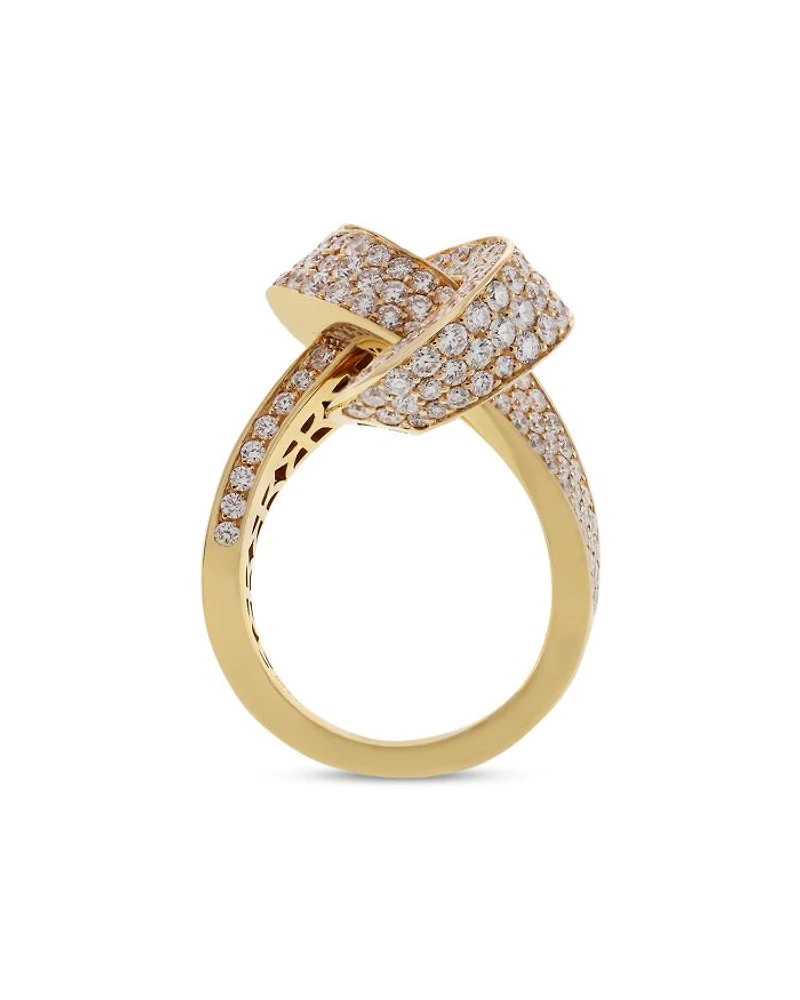 18K Yellow Gold Pavé Interwoven Diamond Ring, 3.5 tcw