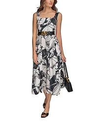 Floral Square Neck Midi Dress
